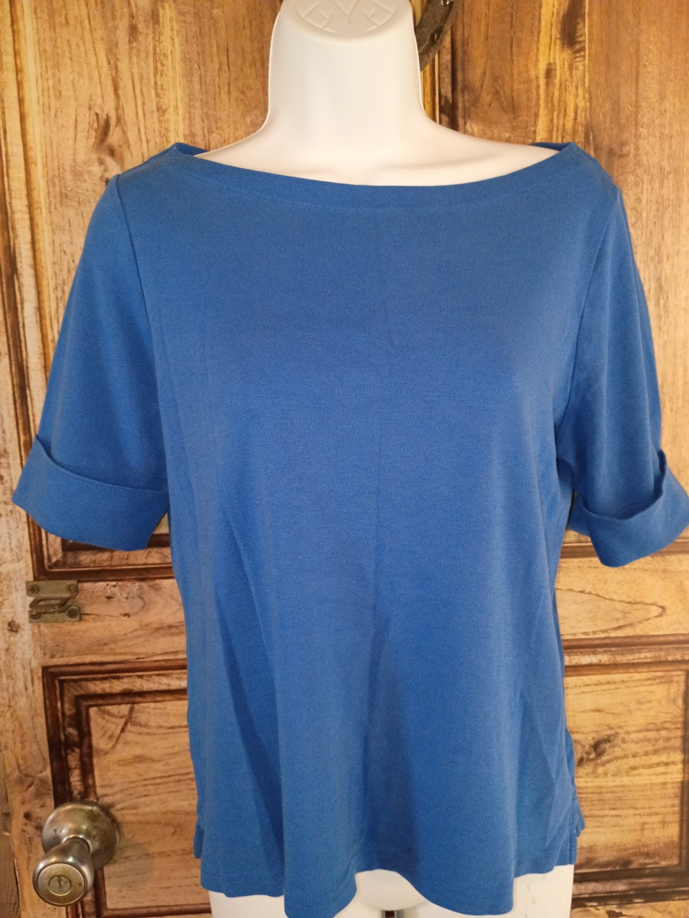 Kim Rogers Blue Boatneck Short Sleeve Tunic